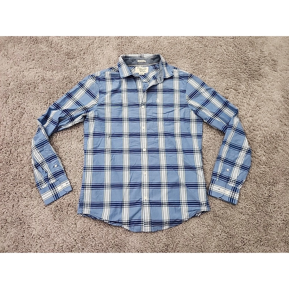 Penguin by Munsingwear Button Up Shirt Mens M Blue Plaid Heritage Slim Fit